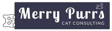 A logo for merry purrs cat consulting with a cat on it