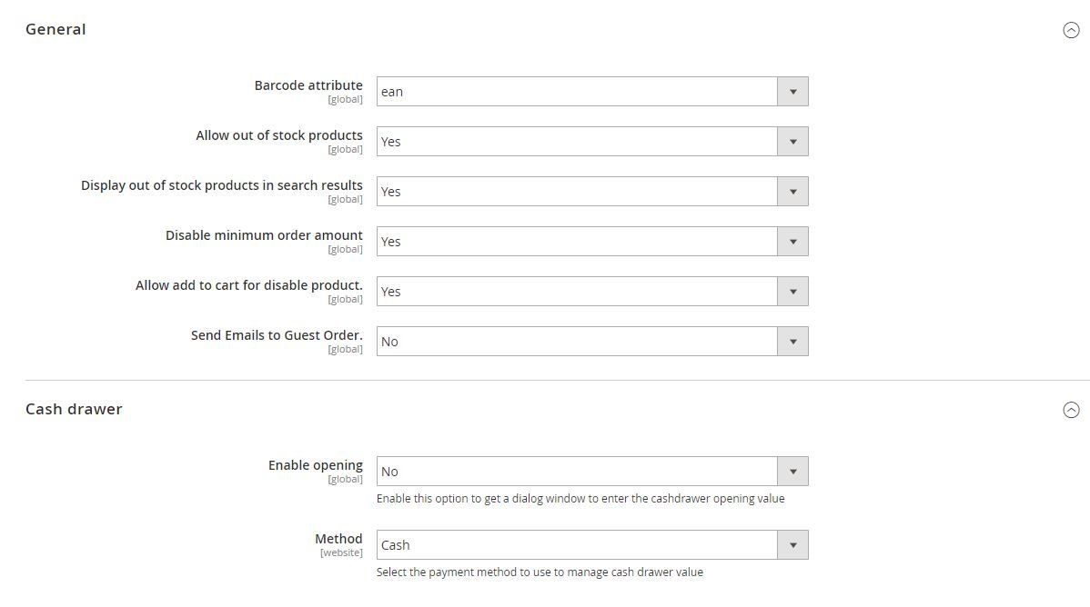 Magento kassa configuratie
