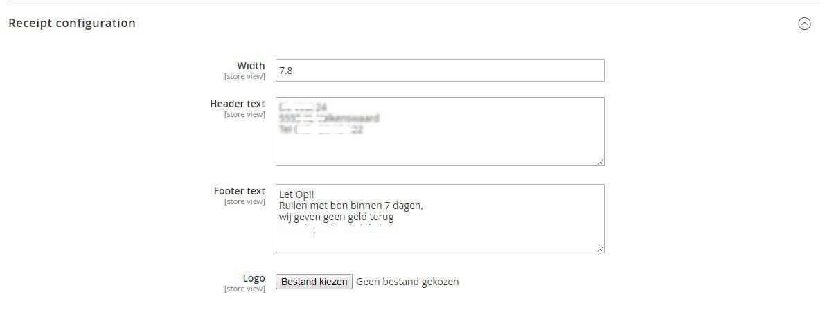 Magento kassa bonnetjes opmaak