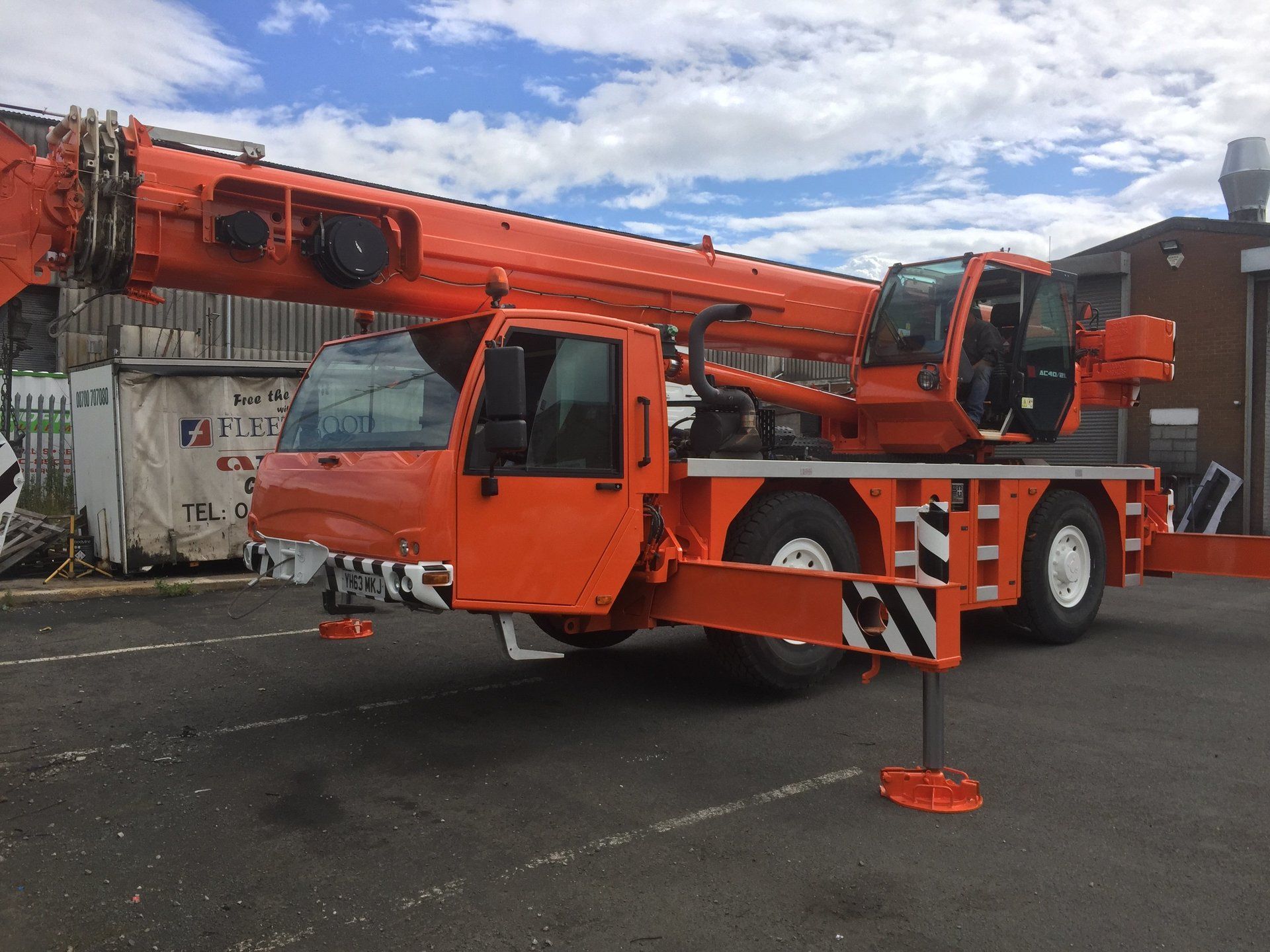 red commercial vehicle