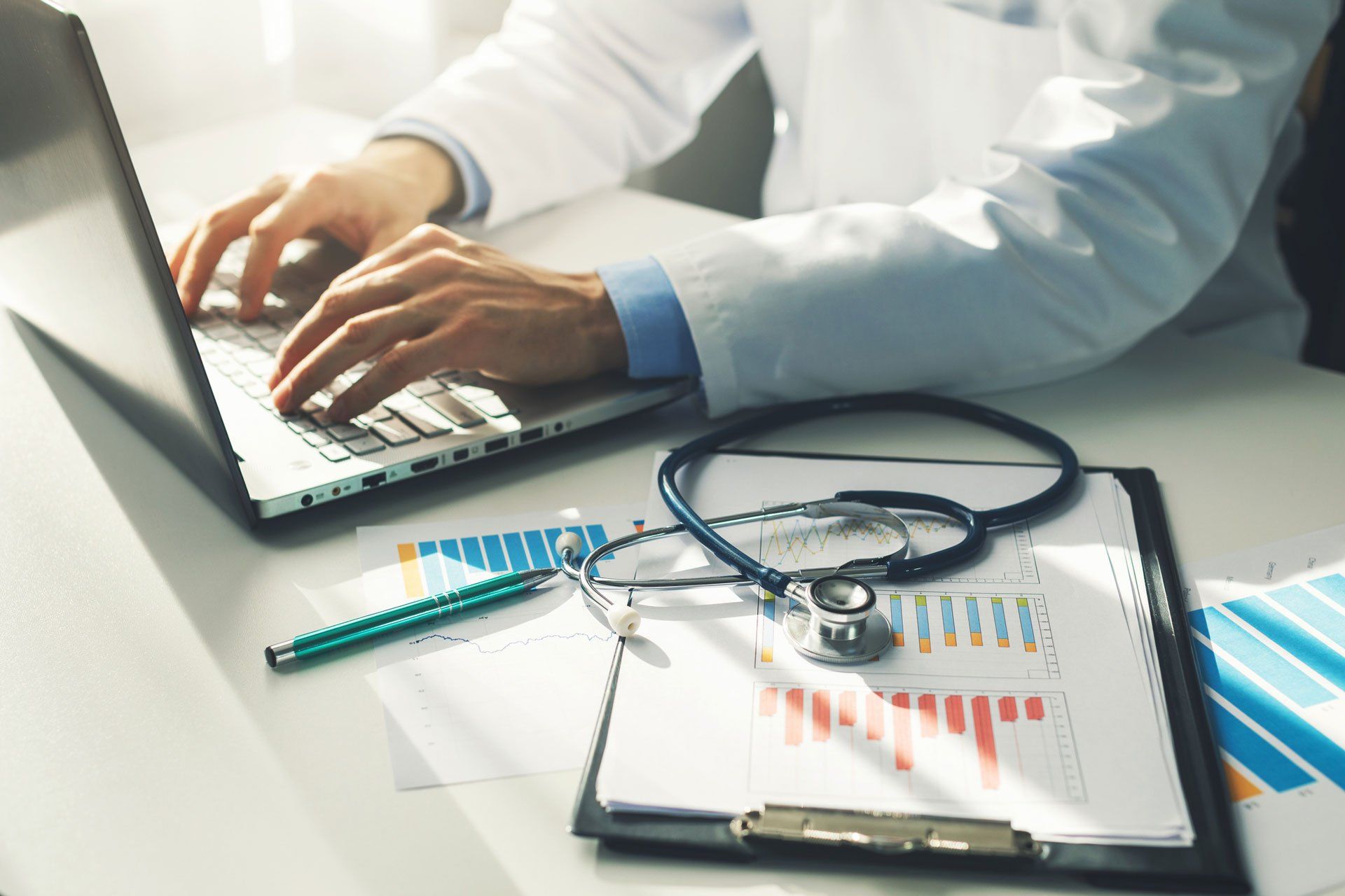 Doctor Working With Medical Statistics — San Anselmo, CA — Jack's Medical Supplies
