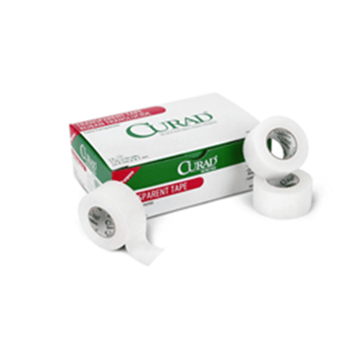 CURAD Transparent Adhesive Tape - Wound Care Supplies in El Paso, Tx. Breathable perforated plastic tape, permits skin examination without tape removal.