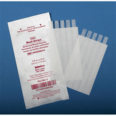 Medi Strip Wound Closures - Wound Care Supplies in El Paso, Tx. Wound closure strips, exceptionally porous spun-bond fiber backing, includes bilateral nylon filaments for high tensile strength.