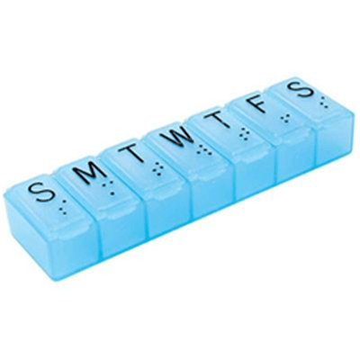 7-Day Medium Pill Organizer - Daily Living Aids in El Paso, TX The 7-Day Medium Pill Organizer is a convenient method for holding and organizing your pills or vitamins to help manage a daily medication regiment.