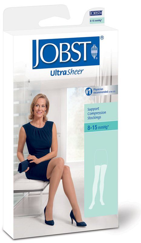 For swelling of ankles, varicose veins and aching legs, 8-15 Ultrasheer thigh high,