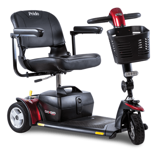 3 wheel electric scooter that is compact and easy to transport, 325 lbs weight capacity, LED lighting, and ergonomic delta tiller.