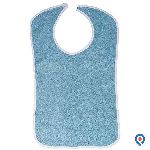 Terry Cloth Bib - Daily Living Aids in El Paso, TX Terry Cloth Adult Bib with Hook & Loop Closure for Men & Women, washable Senior Citizen Clothing Protectors for Eating, large Size Bibs for Extra Protection from Spills