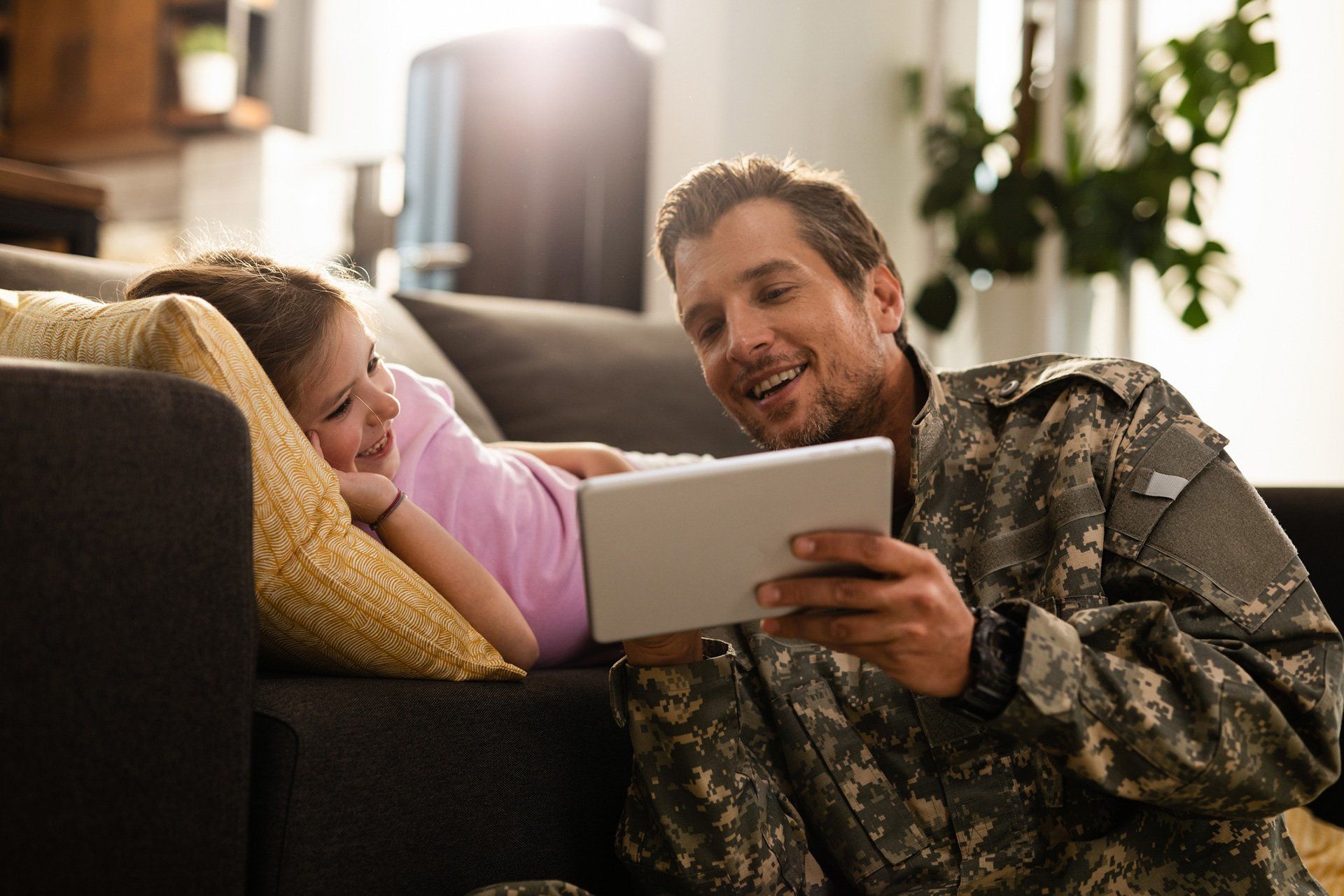 Happy Military Father and Daughter — Salinas, CA — Urrutia Roofing