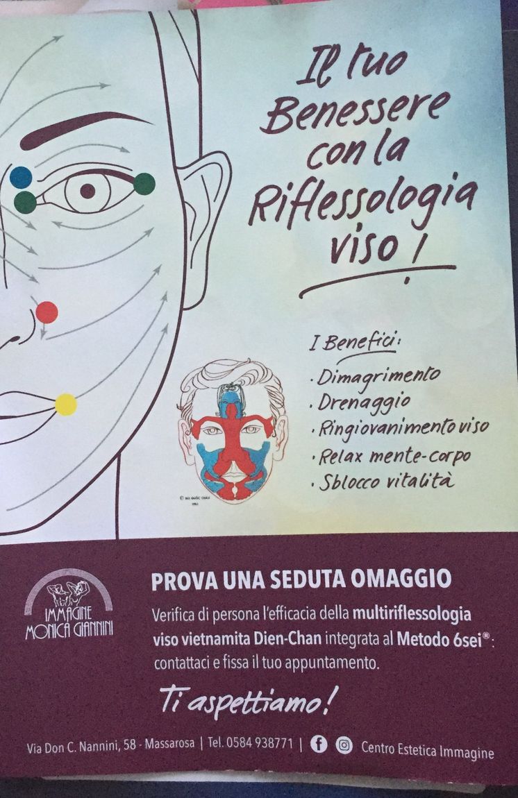 retro volantino riflessologia del viso