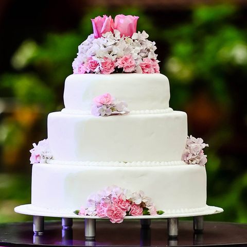 Pink and White Wedding Cake — Cafe Catering in Clearwater, FL