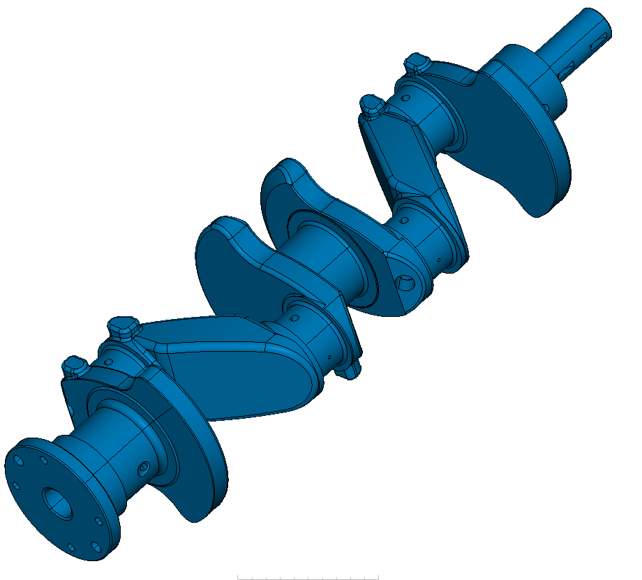 Crankshaft for 4-cylinder, wet-liner engine