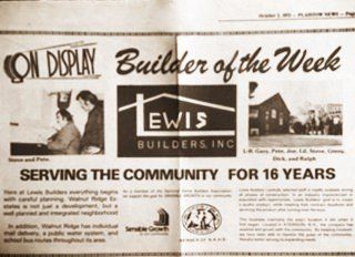 A newspaper article about lewis builders inc.