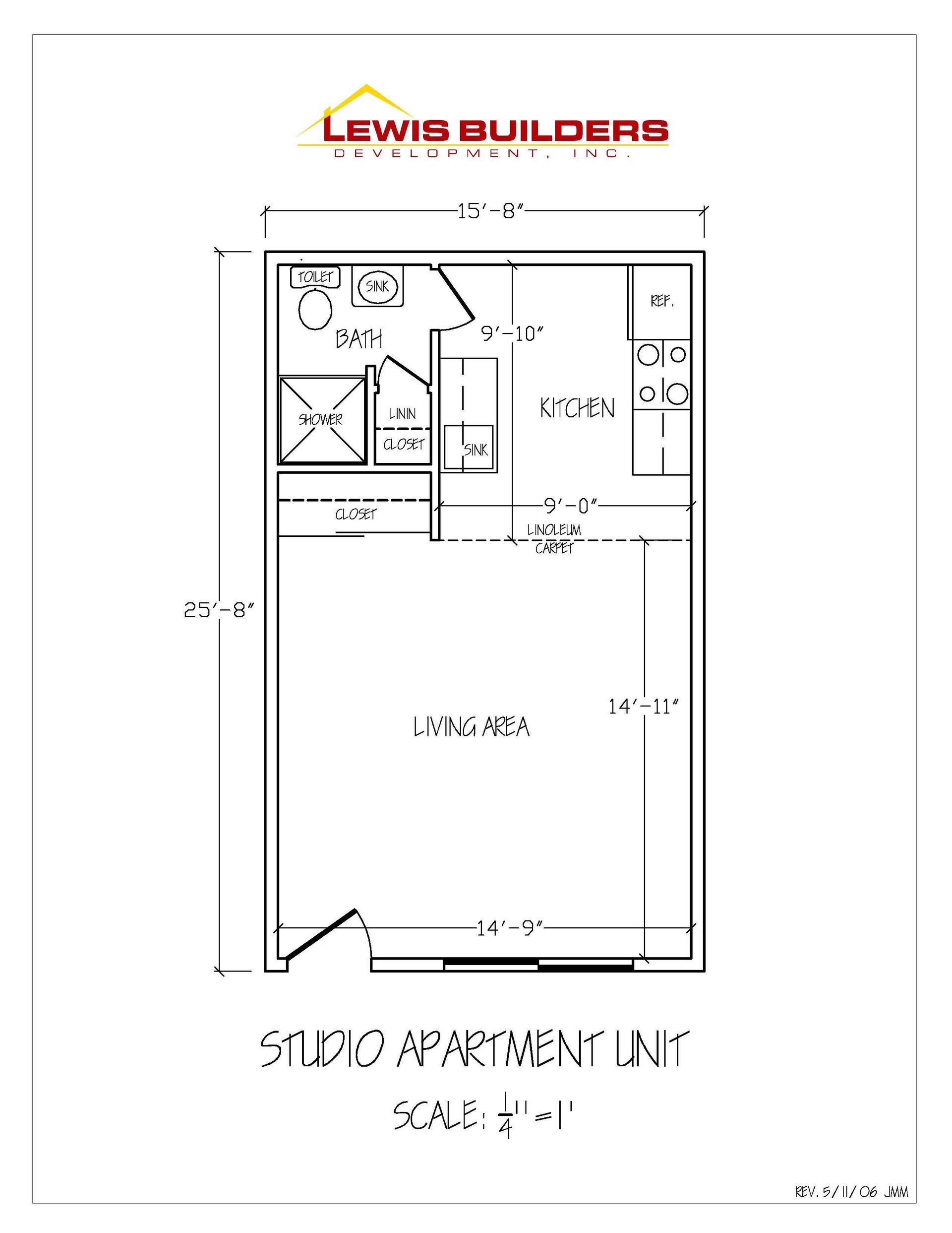 Studio Apartment Unit at Atkinson Apartments - Floor Plan