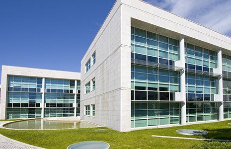 Cityscape office buildings with modern corporate architecture