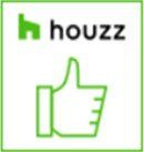 Houzz logo with green thumbs-up icon and black text on white background