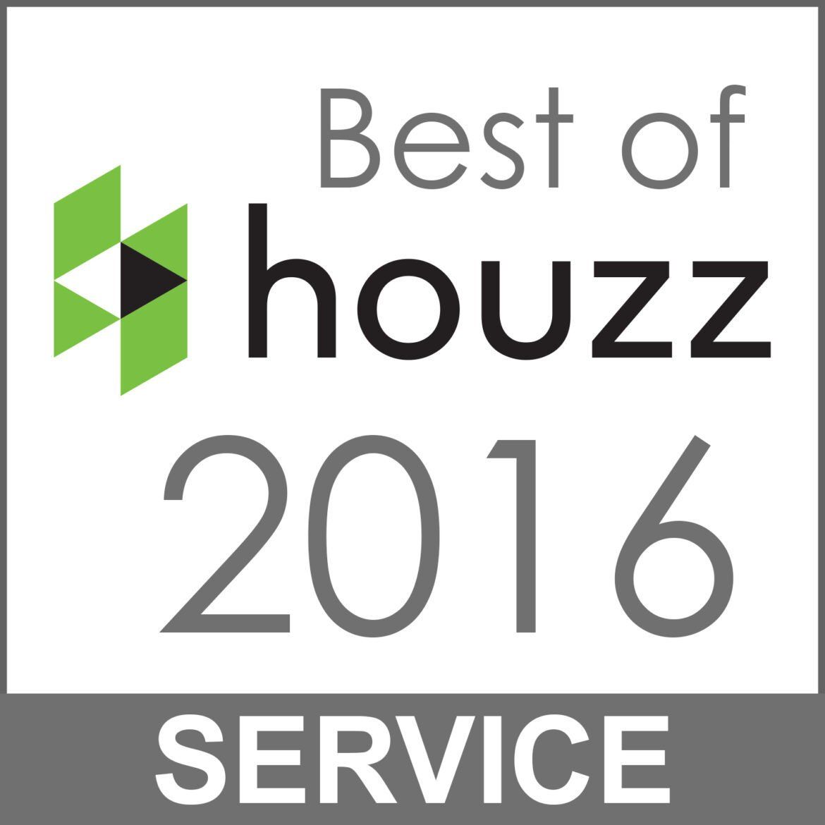 Best of Houzz 2016 Service award badge with green logo and gray text