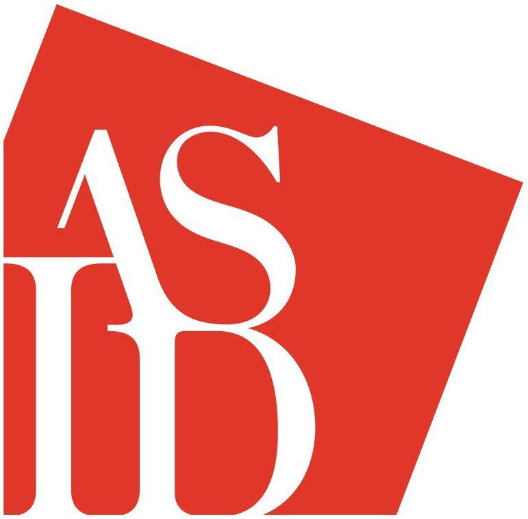 Red tilted square logo with white stylized letters “ASD” on a red background