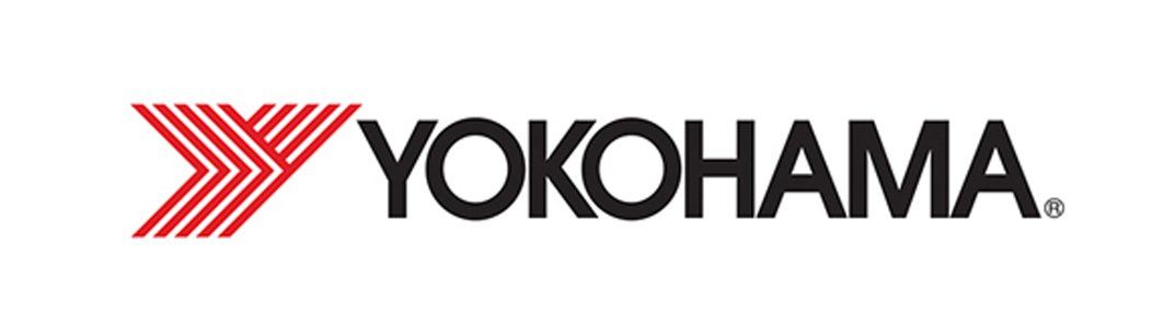 Le logo de Yokohama est rouge et noir avec une flèche rouge.
