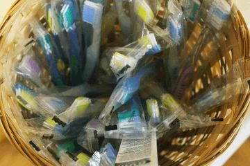 Toothbrush in the basket — Restorative Dentistry in Woodland Park,CO