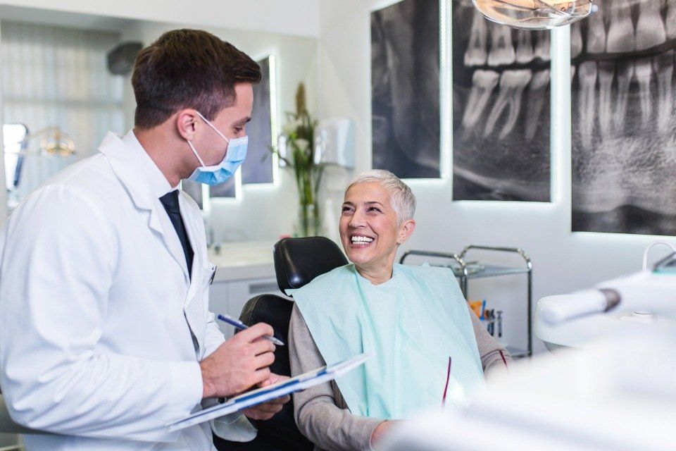 happy woman at the dental clinic