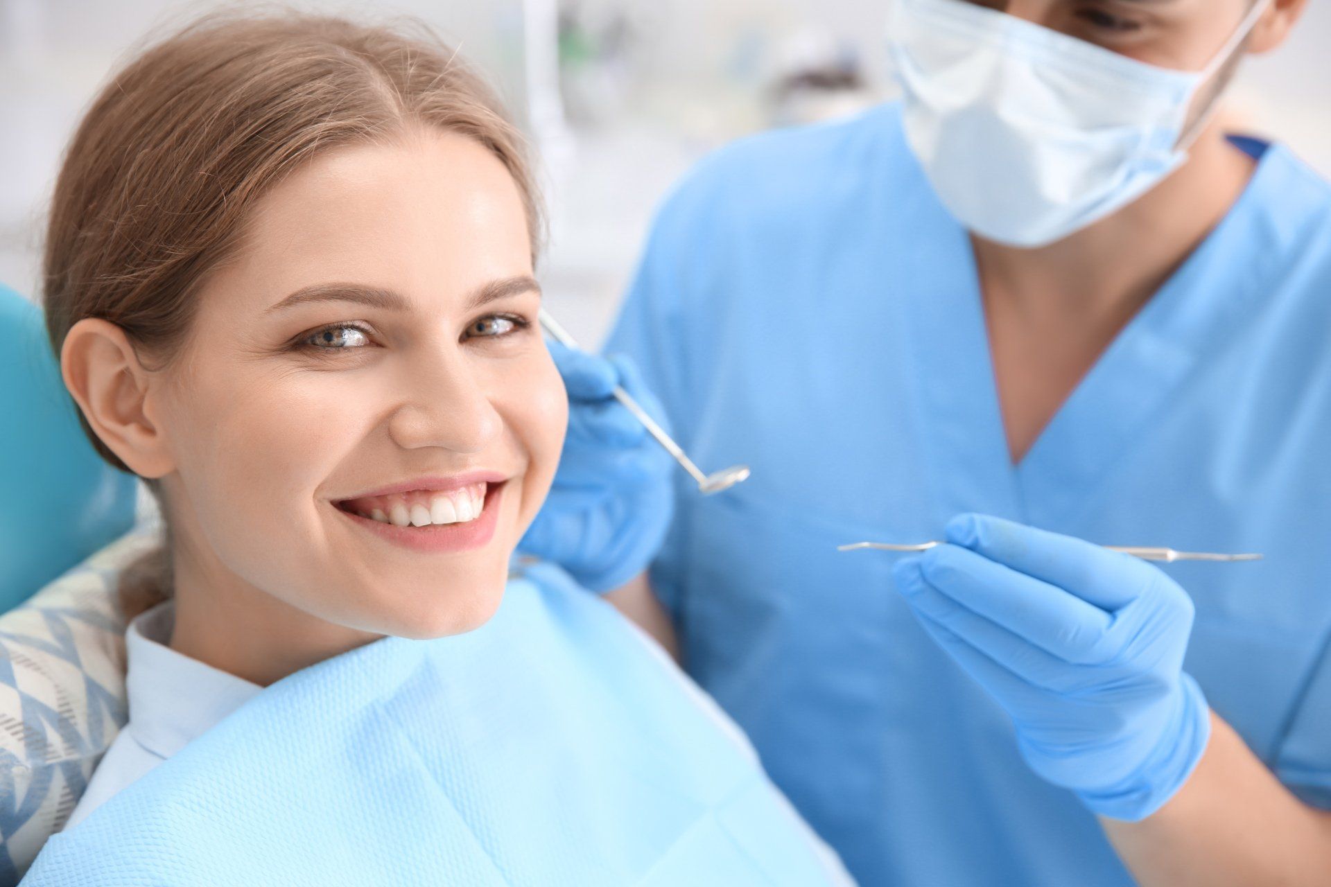 smiling woman at the dentist
