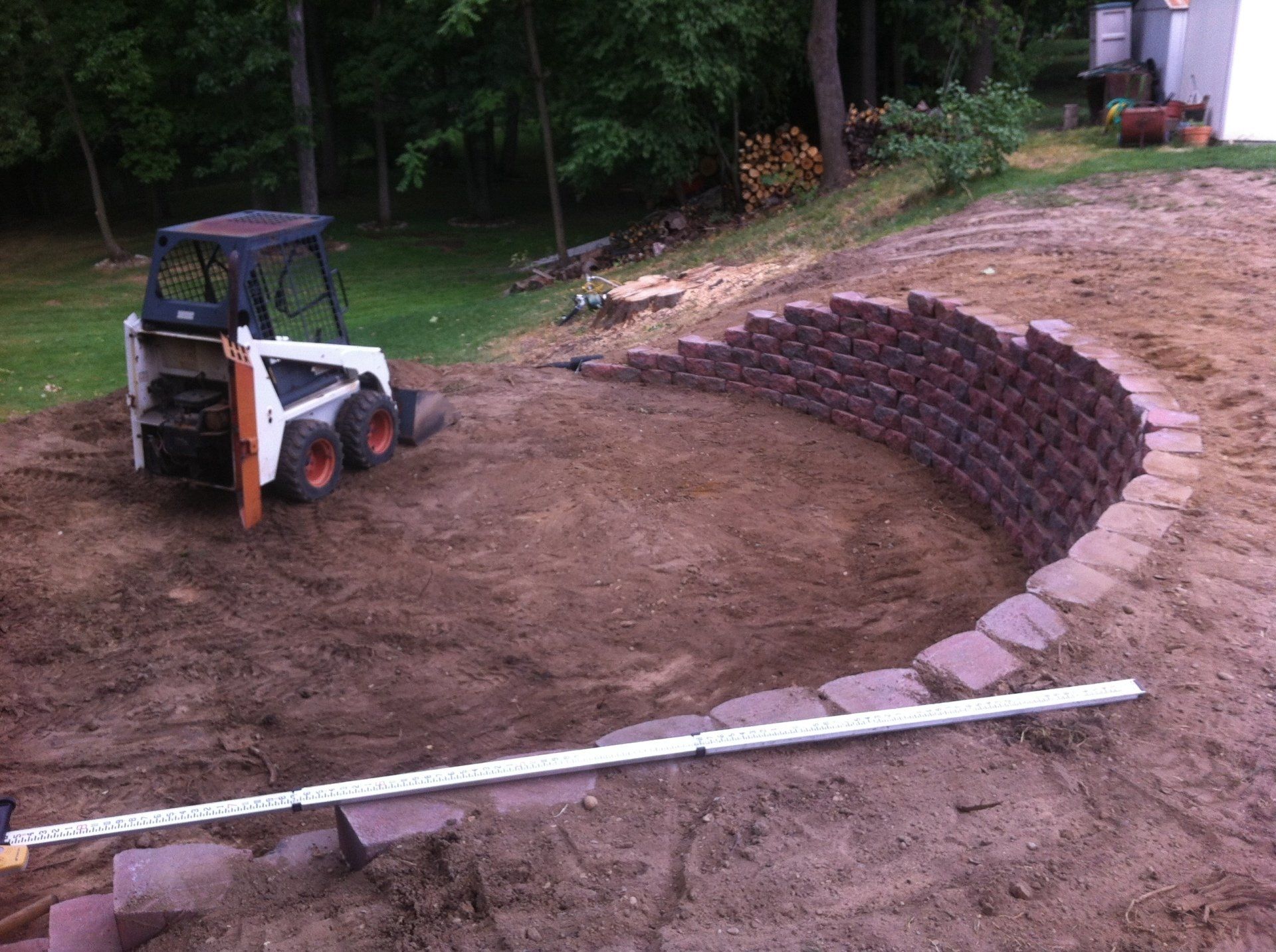 bobcat in back yard digging dirt