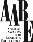 A black and white logo for the annual awards for business excellence.