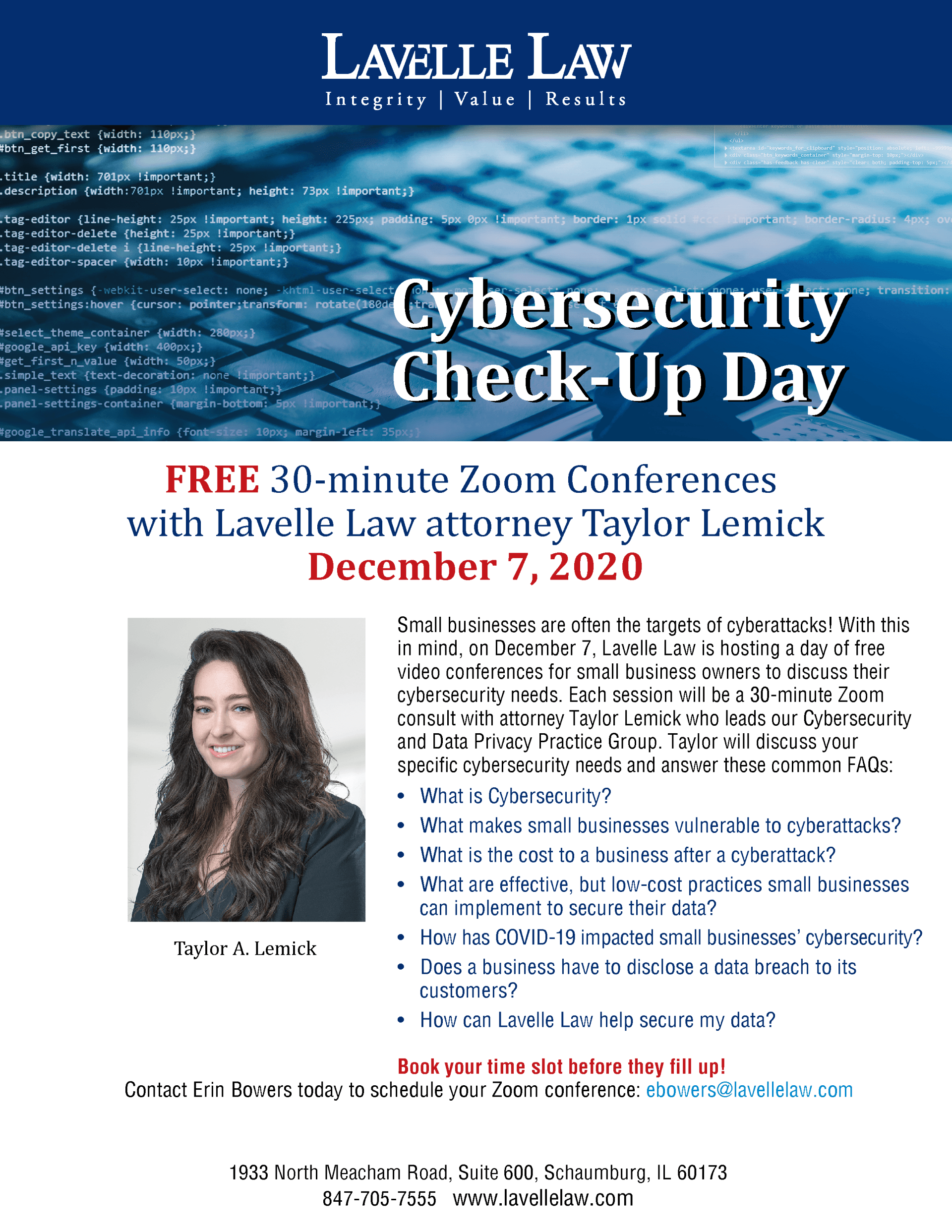 A flyer for a cybersecurity check up day