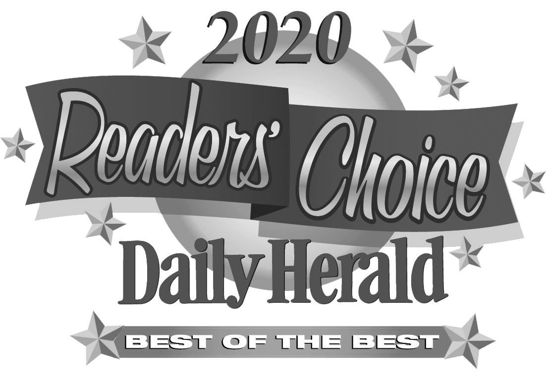 A black and white logo for readers choice daily herald best of the best.