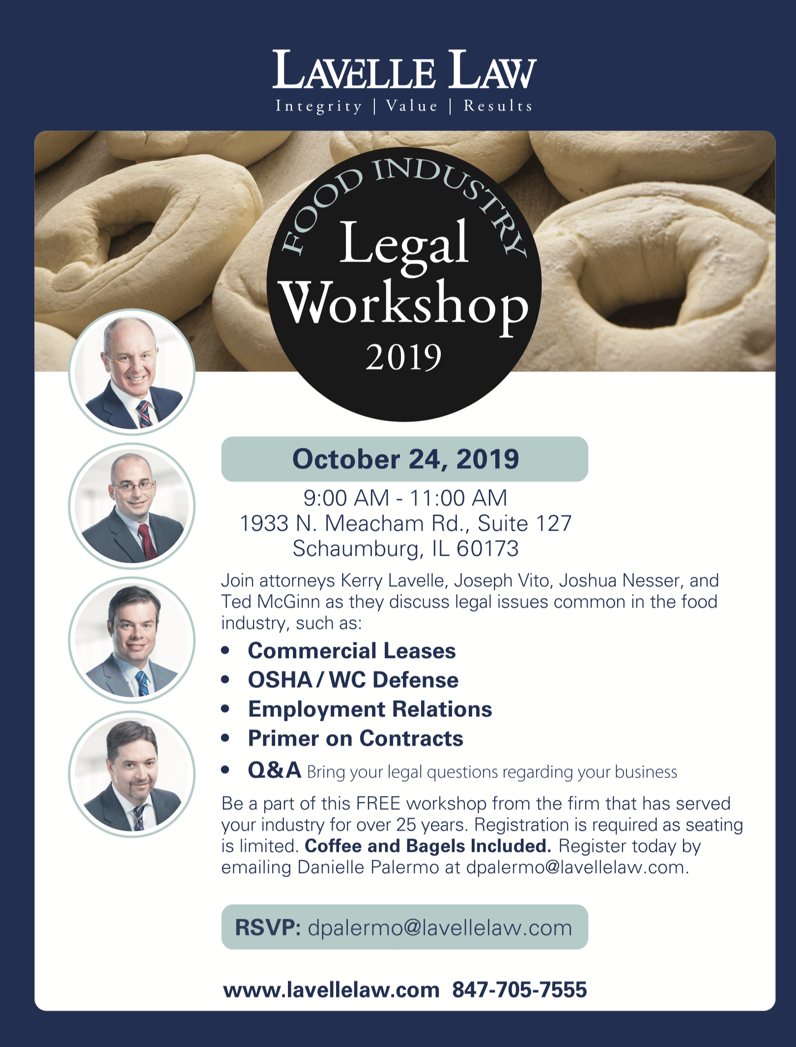 A poster for a legal workshop on october 24 , 2019