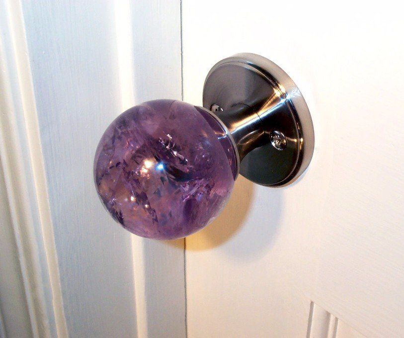 Amethyst Door Knob on White Door