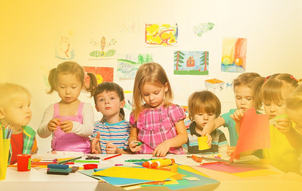 Kids doing arts and crafts