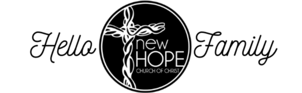 The logo for the new hope church of christ is black and white.
