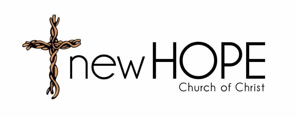 The logo for new hope church of christ has a cross on it.