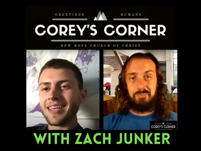 Corey 's corner with zach junker features two men