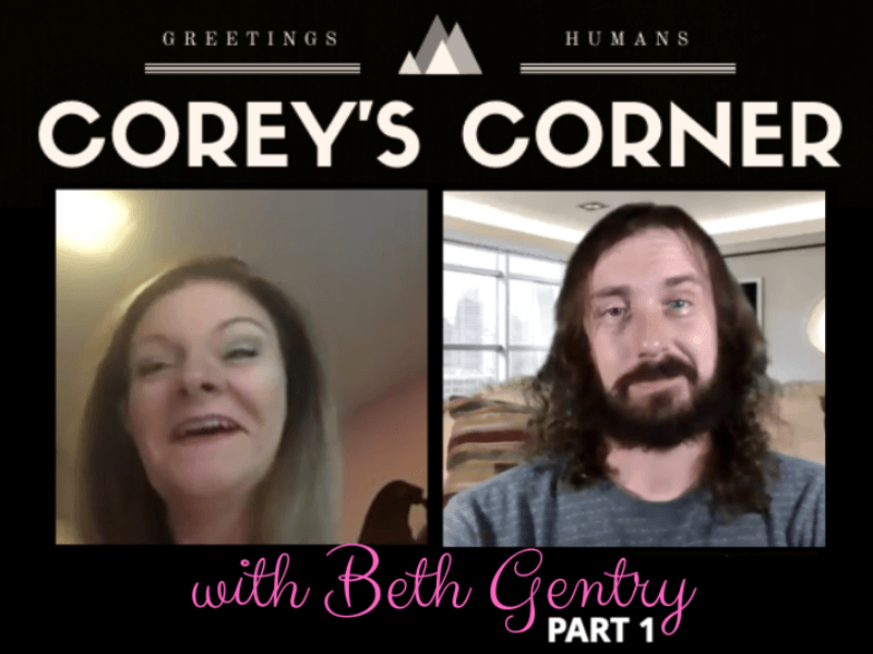 A poster for corey 's corner with beth genby part 1