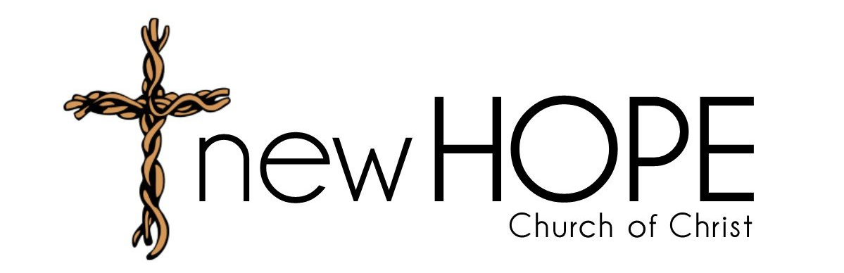 The logo for new hope church of christ has a cross on it.