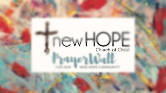 The logo for new hope church of christ hangs on a colorful wall