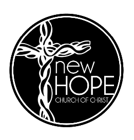A black and white logo for a church called new hope church of christ.