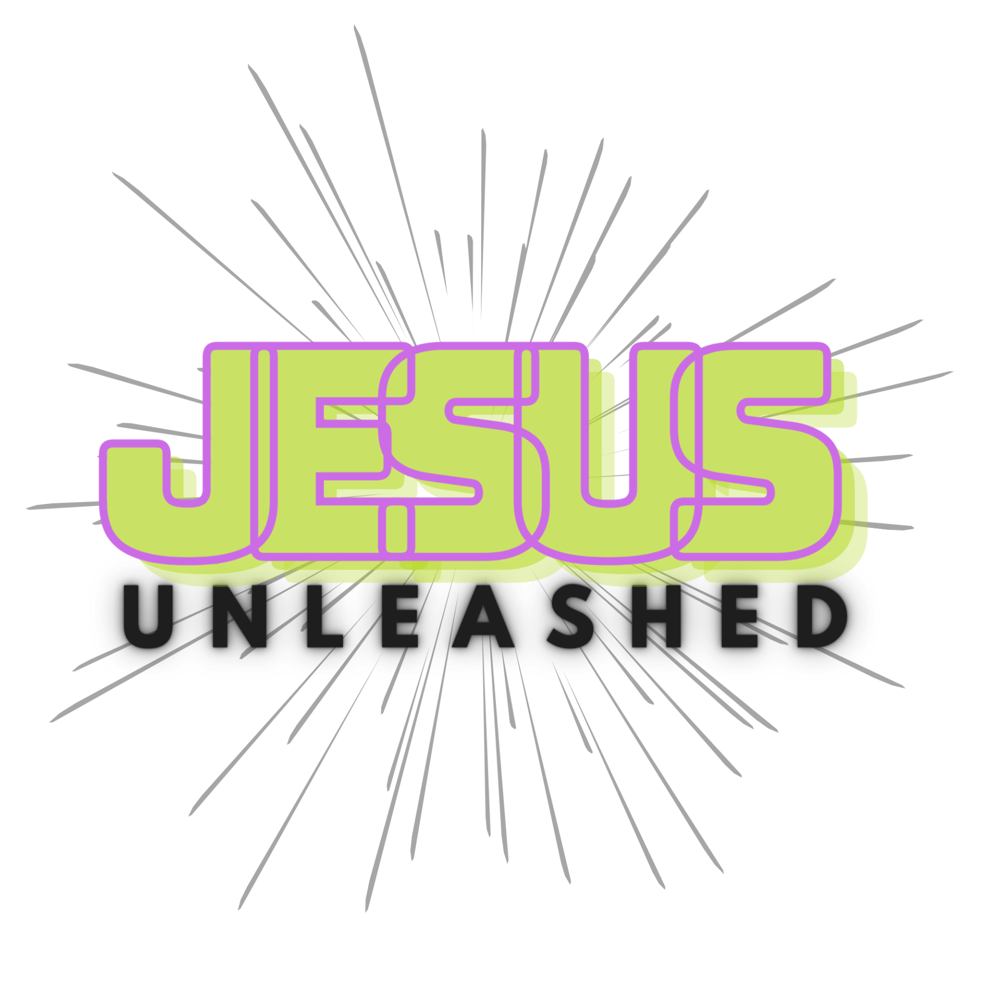 A logo for jesus unleashed with rays coming out of it.