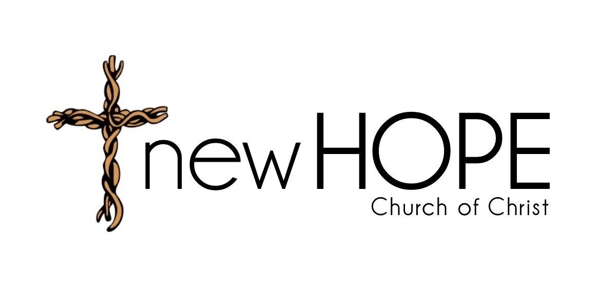 The logo for new hope church of christ has a cross on it.