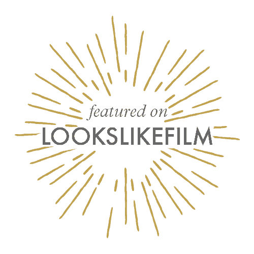 Logo for Looks Like Film, featuring a sunburst design in gold surrounding the text.