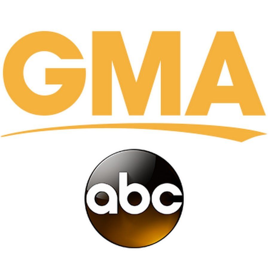 GMA logo, gold letters over gold line, with ABC logo in a black circle below.