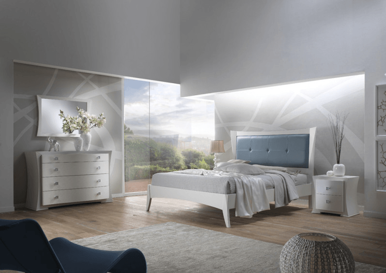 CAMERA DA LETTO BIANCO CON TESTATA AZZURRA