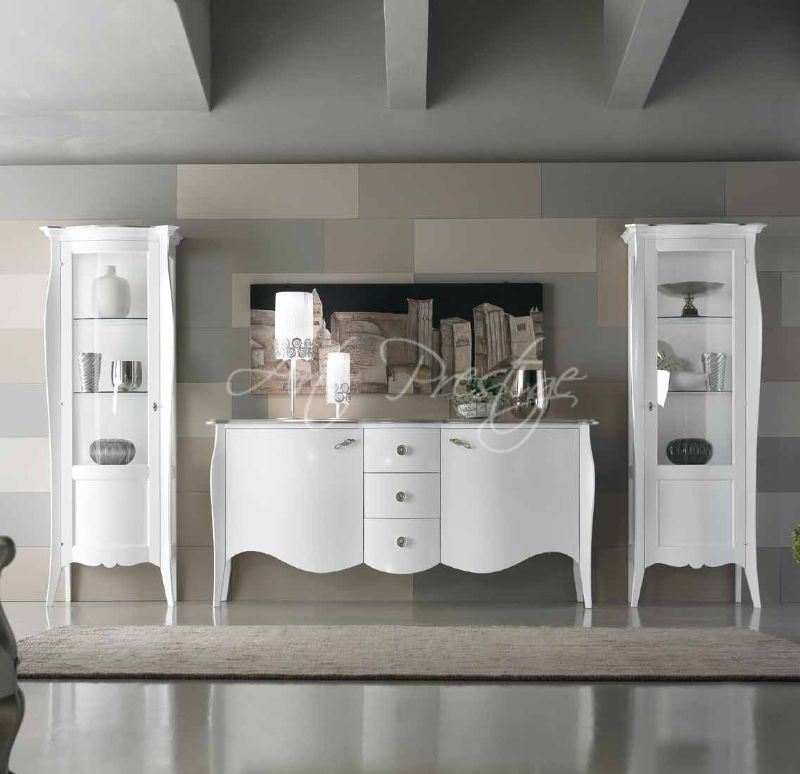 credenza bianca e argento