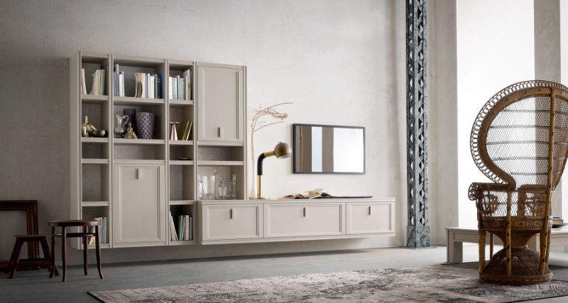 Salotto con mobili in legno