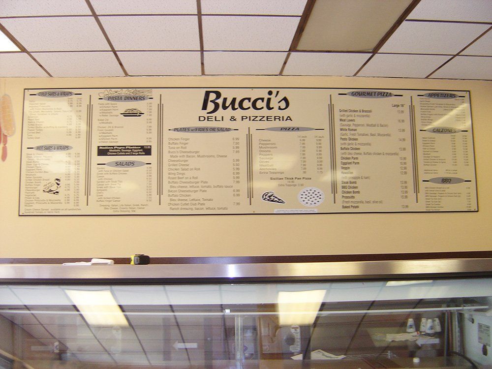 restaurant wall menu