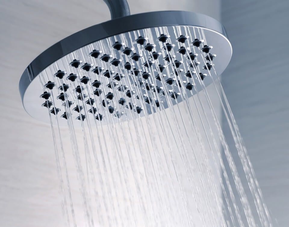 water running from shower head