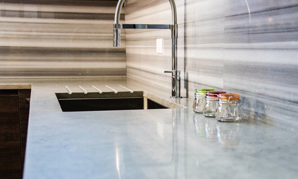 side view of kitchen table and sink