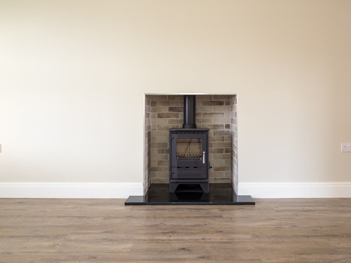 closeup of lounge fireplace